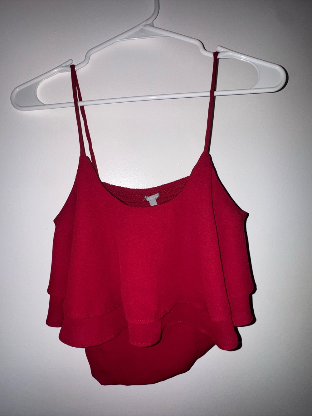 Charlotte Russe Red Layered Ruffle Spaghetti Strap Cami